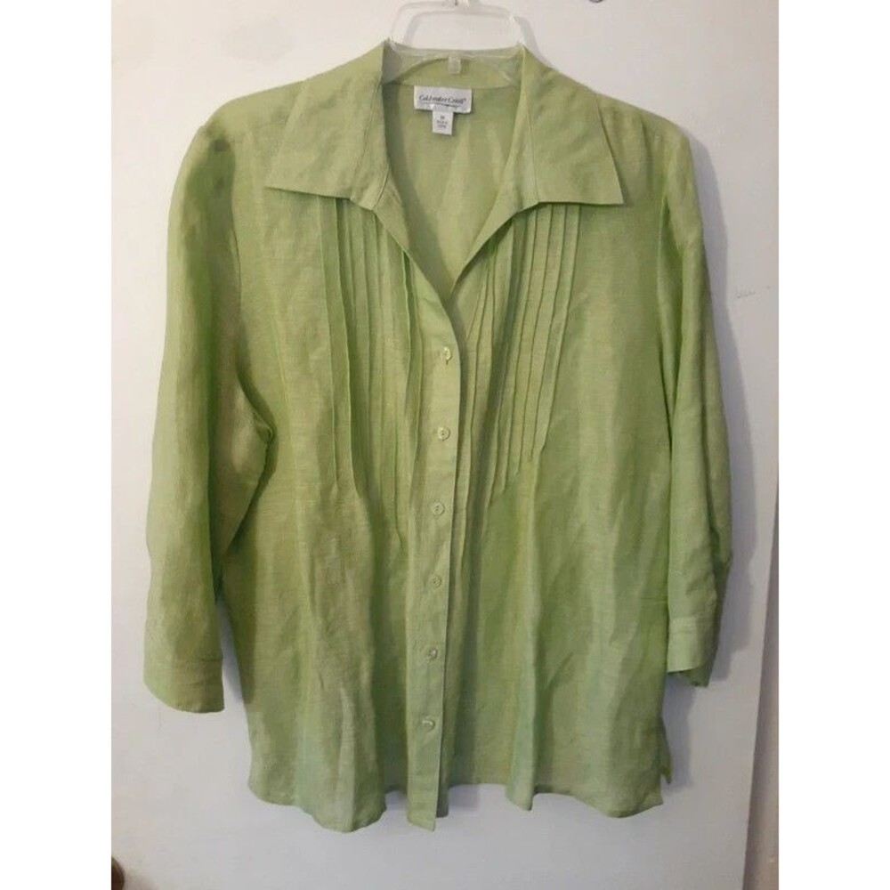 Coldwater Creek Shirt Womens 1x Button down shirt Collared Linen Silk summer Top